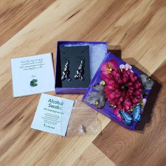 ✍️Handmade✍️ Support Ribbon Earring, Poem & Gift Box Set - Picture 1 of 11